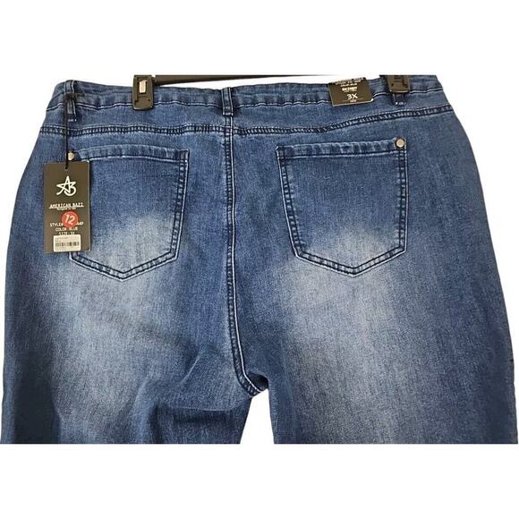 American Bazi ~Woman Plus Size 3X~ Blue Denim Skinny Jeans Stretch NWT. - Picture 8 of 11